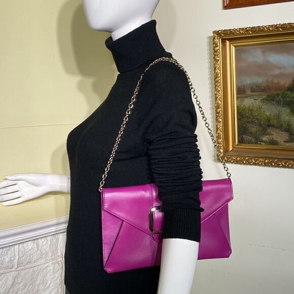 Banana Republic Freda Purple Leather Envelope Clutch Shoulder Bag - Picture 10 of 10